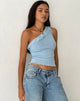Imagen de Ruthie Top de un hombro con volantes en azul claro