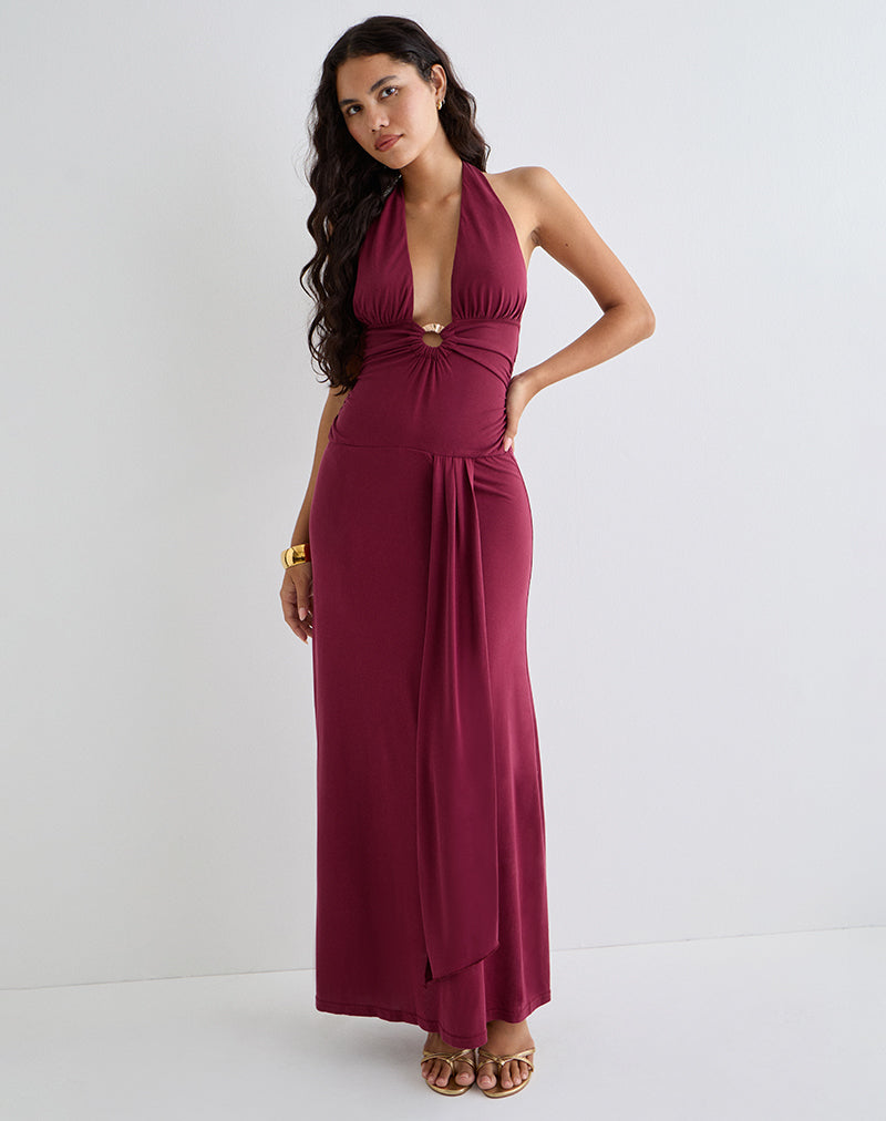 Maxi Vestido Ryoko en Cupro Borgoña