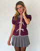 Imagen de Ryota Tie Front Blouse in Oxblood with Pink Lady Binding