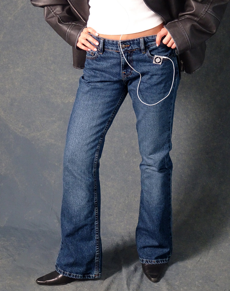 Imagen de Rigid Low Rise Flare Jeans In Mid Blue Used