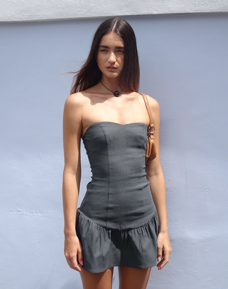 Imagen de Sabina Bandeau Mini Dress in Charcoal Grey