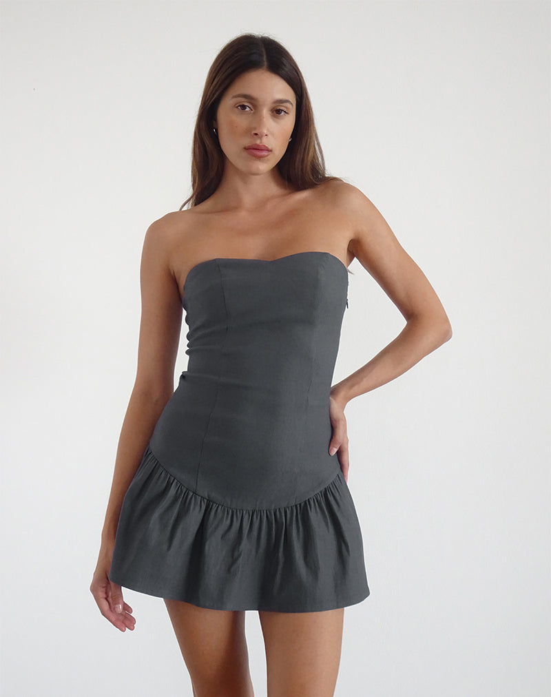 Minivestido Sabina Bandeau Gris Carbón