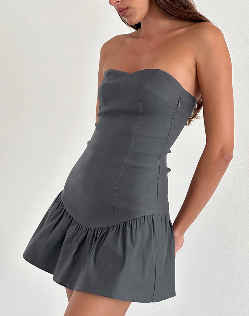 Imagen de Sabina Bandeau Mini Dress in Charcoal Grey