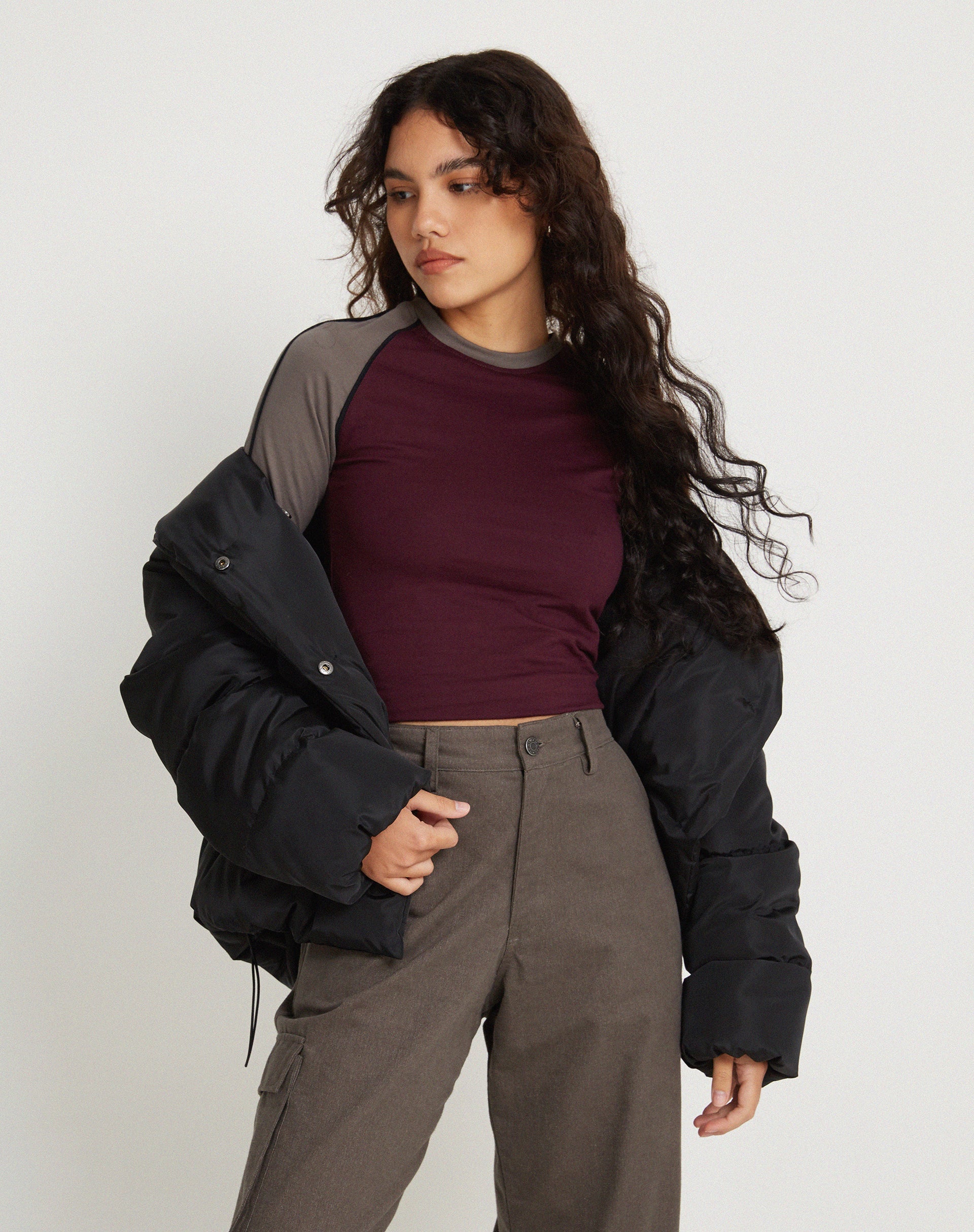 Imagen de Sachiel Top de manga larga en Oxblood Cloudburst Negro