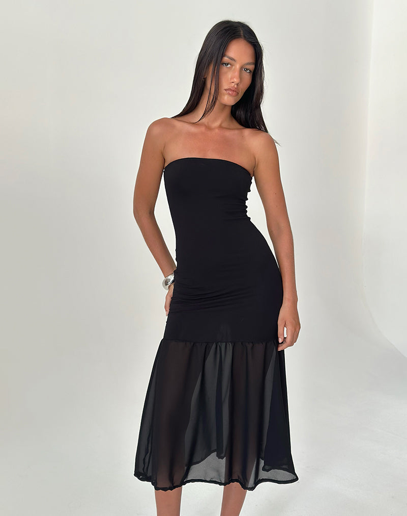 Imagen de Sachiko Bandeau Maxi Dress in Chiffon Jersey Negro