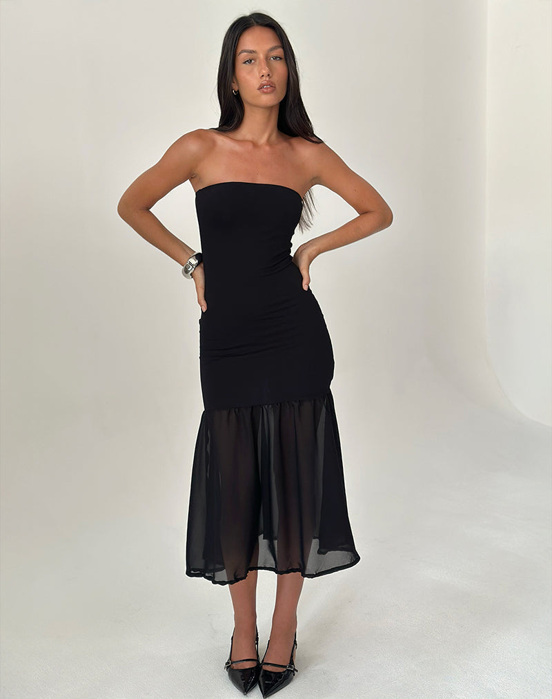 Imagen de Sachiko Bandeau Maxi Dress in Chiffon Jersey Negro