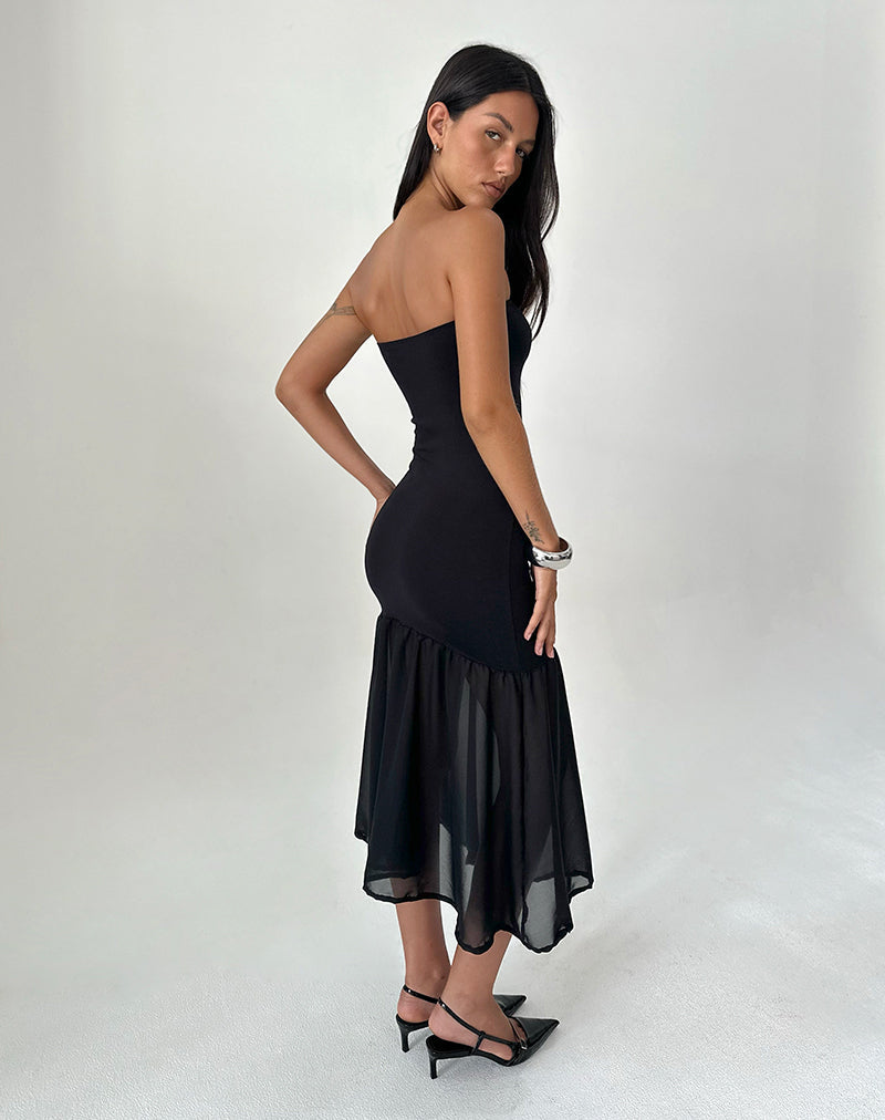 Imagen de Sachiko Bandeau Maxi Dress in Chiffon Jersey Negro