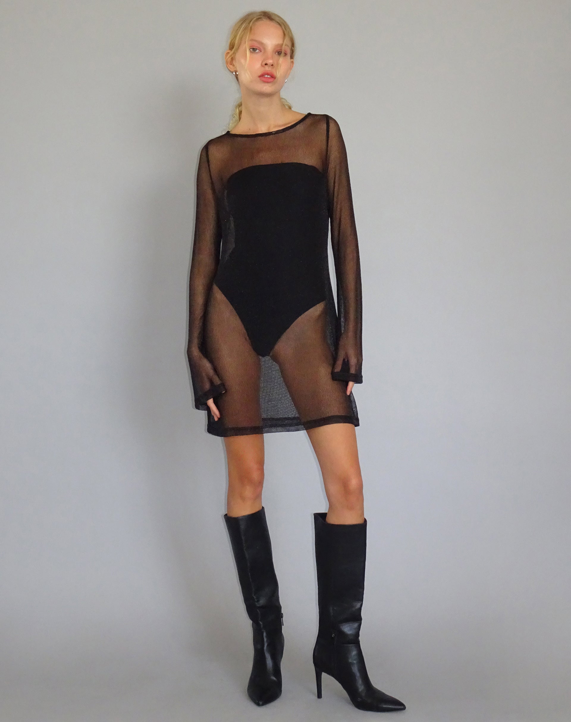 Imagen de Sachin Mini Dress in Chain Knit Negro