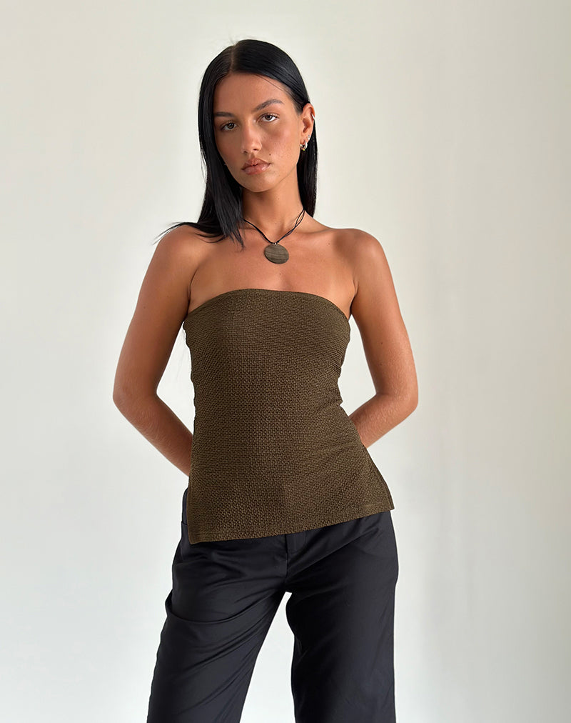 Imagen de Sadi Tube Top en chocolate texturizado