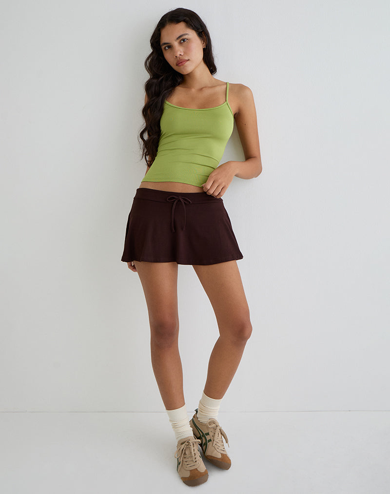 Falda Pantalón Saeko Micro en Chocolate Amargo