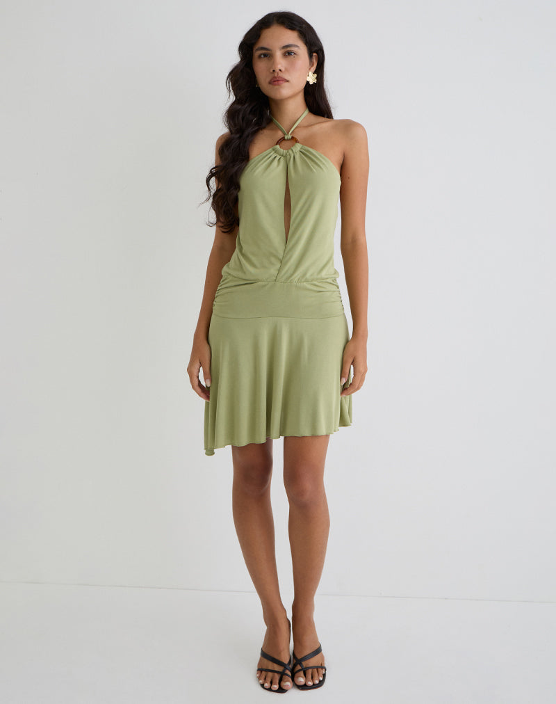 Imagen de Saira Mini Vestido Cuello Halter en Sage