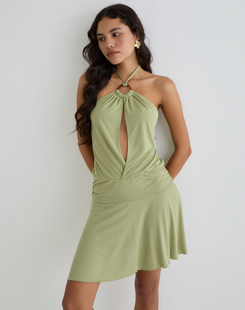 Mini Vestido Saira Cuello Halter en Sage