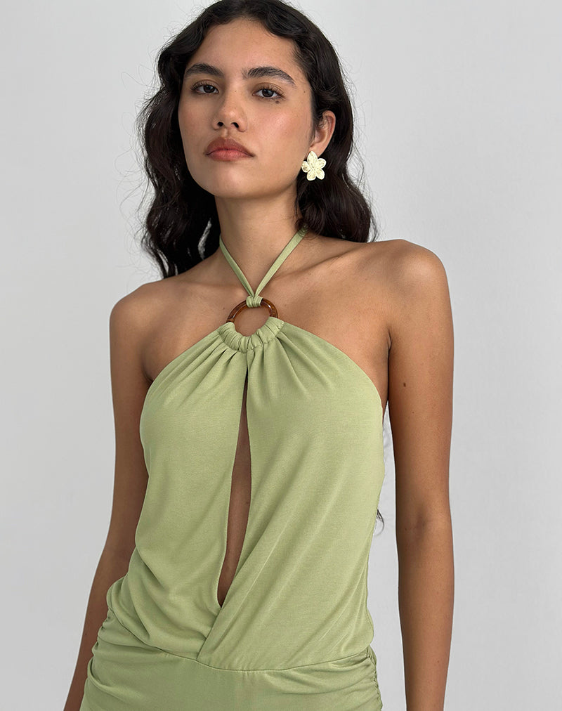 Mini Vestido Saira Cuello Halter en Sage