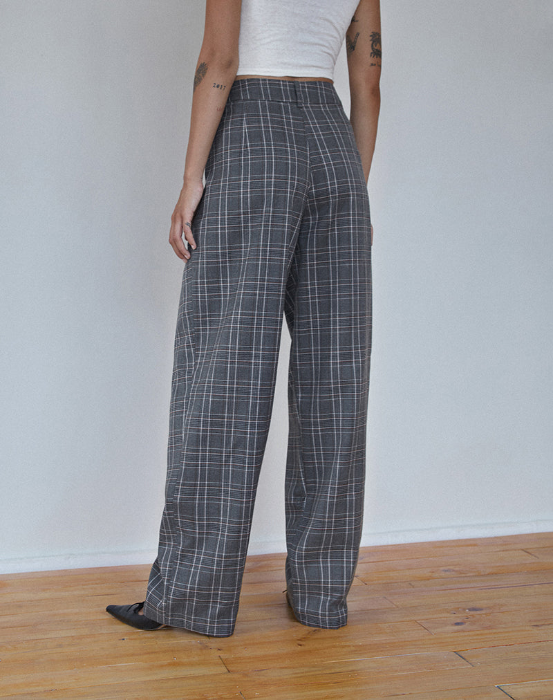Imagen de Sakaria Pantalones anchos de cuadros grises