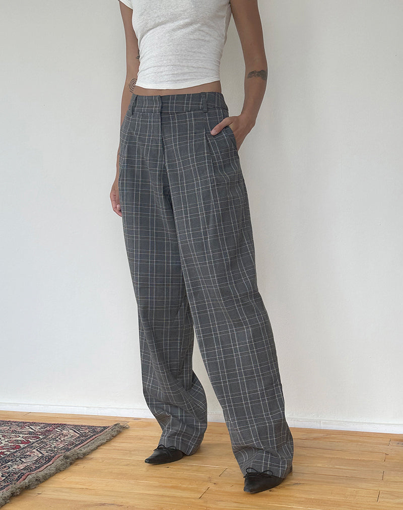Imagen de Sakaria Pantalones anchos de cuadros grises