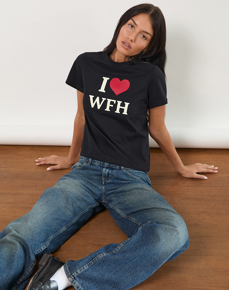 Top Sakha en negro con eslogan I Love WFH