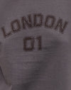 Gris oscuro con estampado de Londres y encuadernación marrón