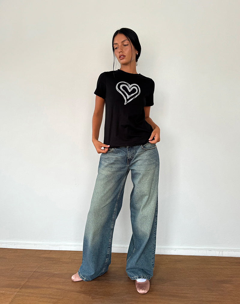 Imagen de Saki Tee in Black with Love Tie Dye