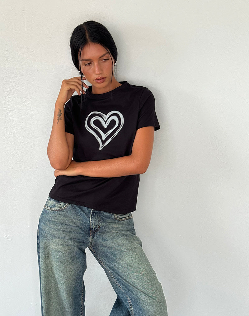 Imagen de Saki Tee in Black with Love Tie Dye