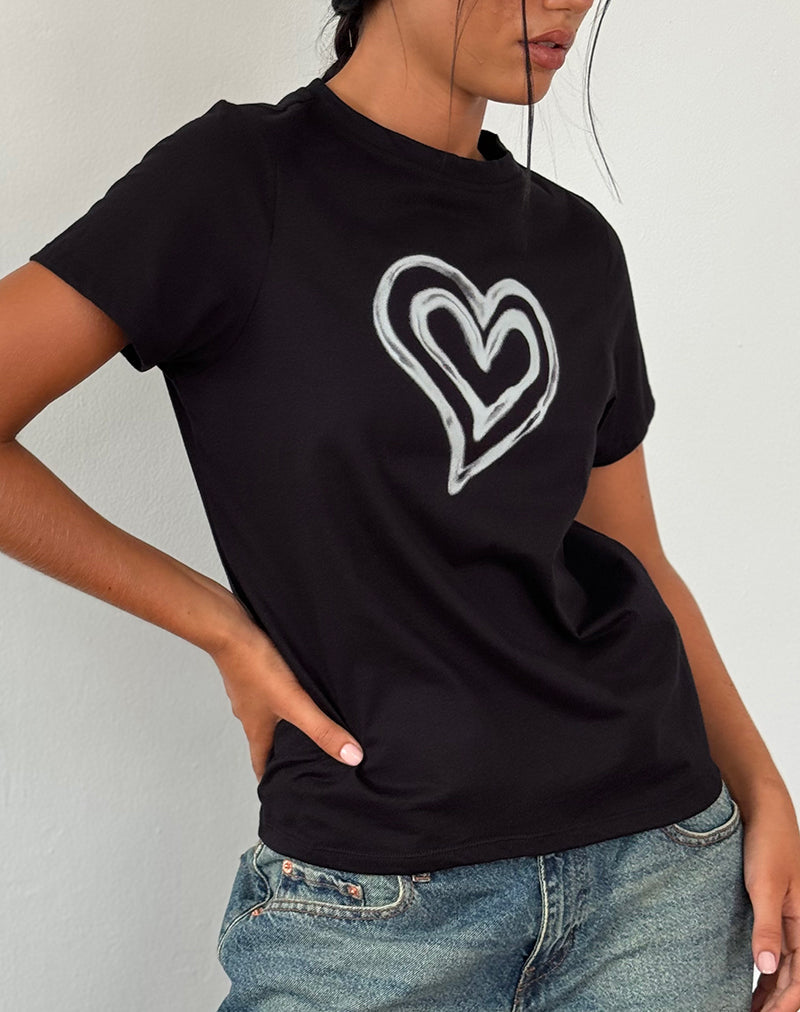 Imagen de Saki Tee in Black with Love Tie Dye