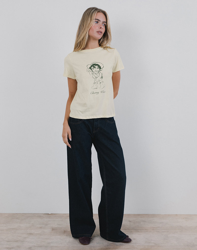 Imagen de Saki Tee in Buttermilk with Cherry Wine Print