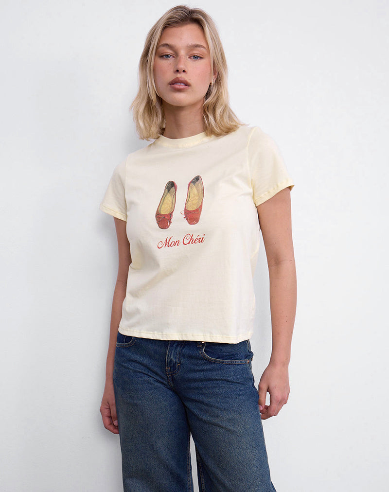 Imagen de Saki Tee in Buttermilk with Mon Cheri Print