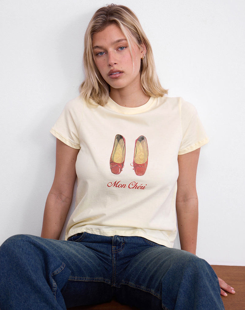 Imagen de Saki Tee in Buttermilk with Mon Cheri Print