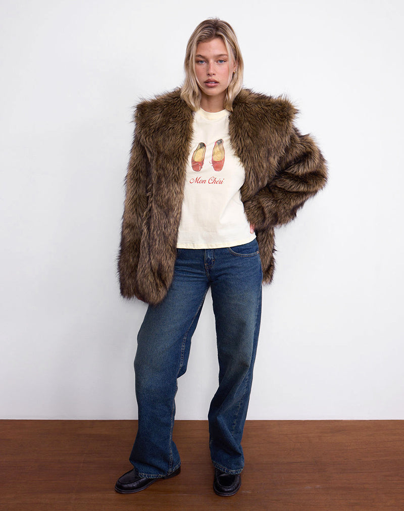 Imagen de Saki Tee in Buttermilk with Mon Cheri Print