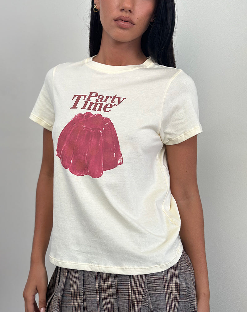 Camiseta Saki en color Buttermilk con estampado Party Time