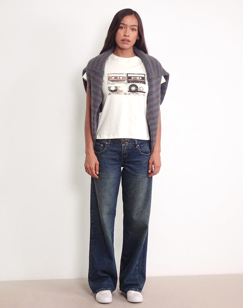 Imagen de Saki Tee in Ivory with Retro Cassette Motif