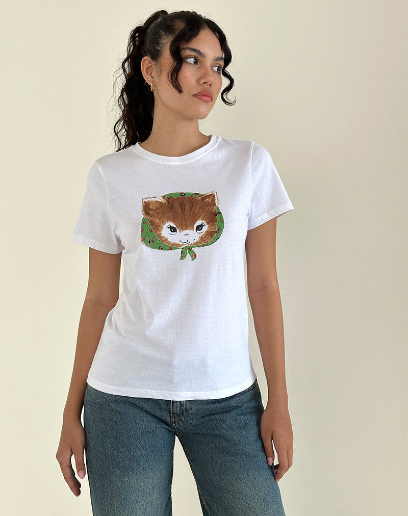 Imagen de Saki Camiseta blanca con estampado de gatitos
