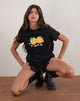 Imagen de Saki Tee in Black with Printed Squeeze Me Orange