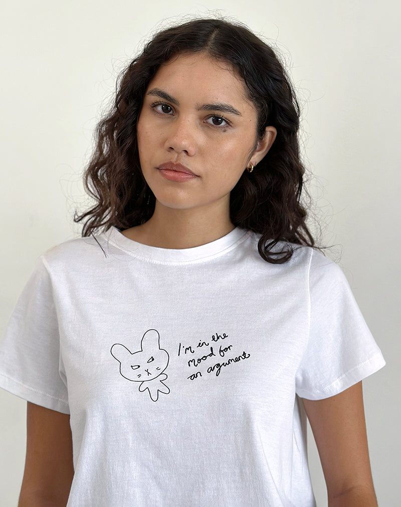 Imagen de Saki Tee in White Argument Mood Print
