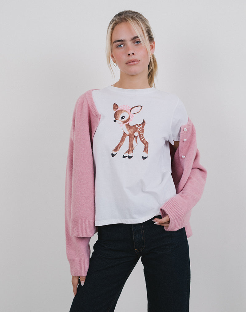 Camiseta Saki de Ciervo Blanco con Bufanda