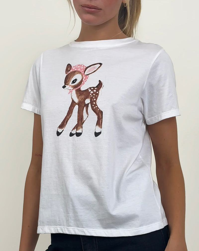 Imagen de Saki Tee in White Deer with Scarf