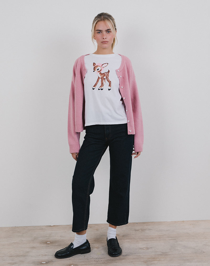 Imagen de Saki Tee in White Deer with Scarf