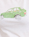 Blanco con coche verde
