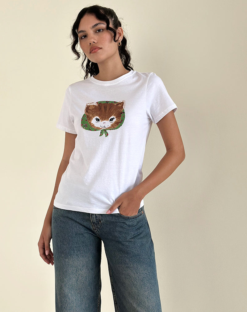 Imagen de Saki Camiseta blanca con estampado de gatitos