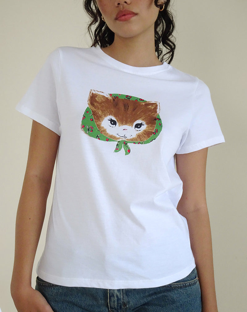 Imagen de Saki Camiseta blanca con estampado de gatitos