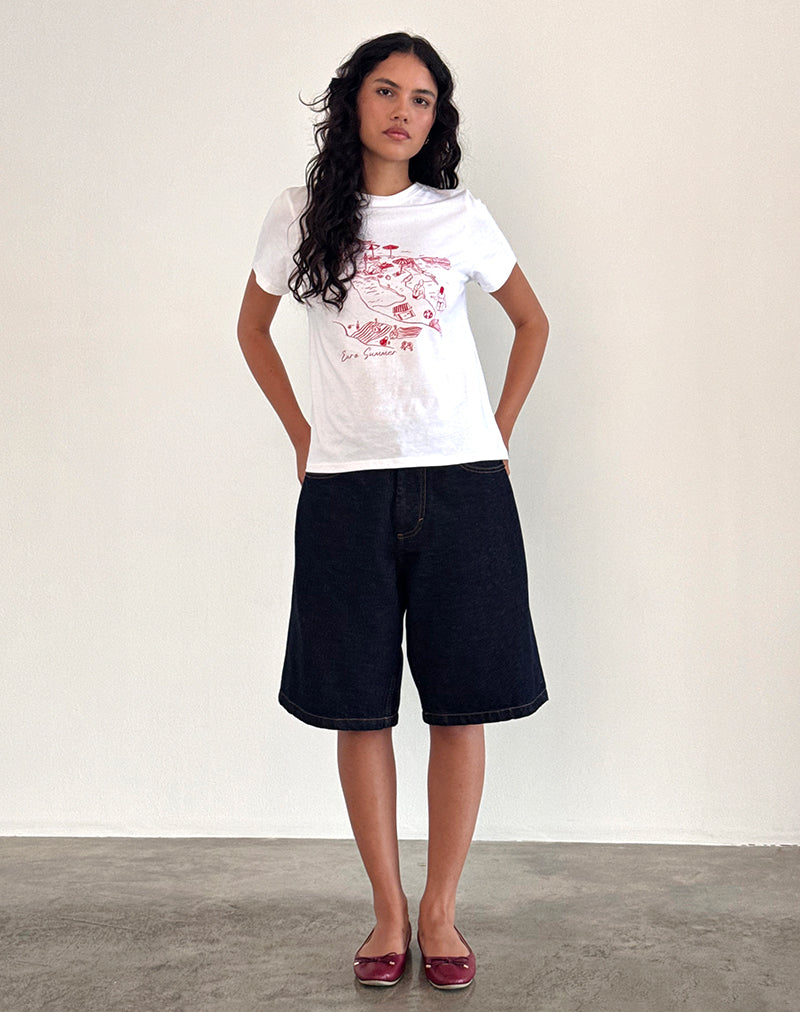 imagen de Saki Tee in White with Royal Red Euro Summer