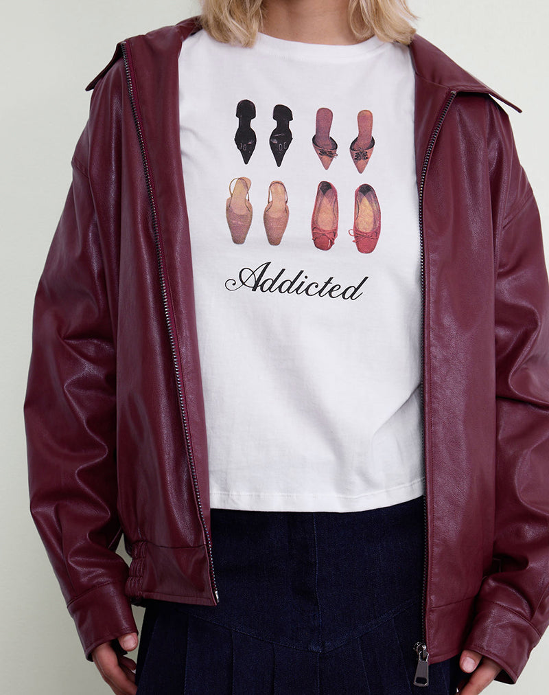 Imagen de Saki Tee in White with Shoe Addicted Print