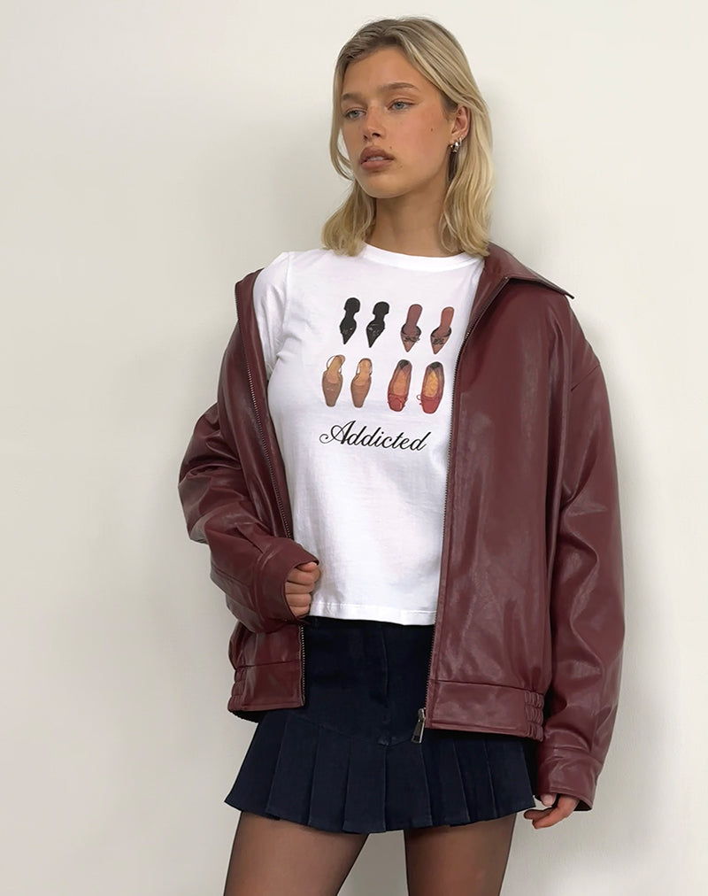 Camiseta Saki en blanco con estampado Shoe Addicted