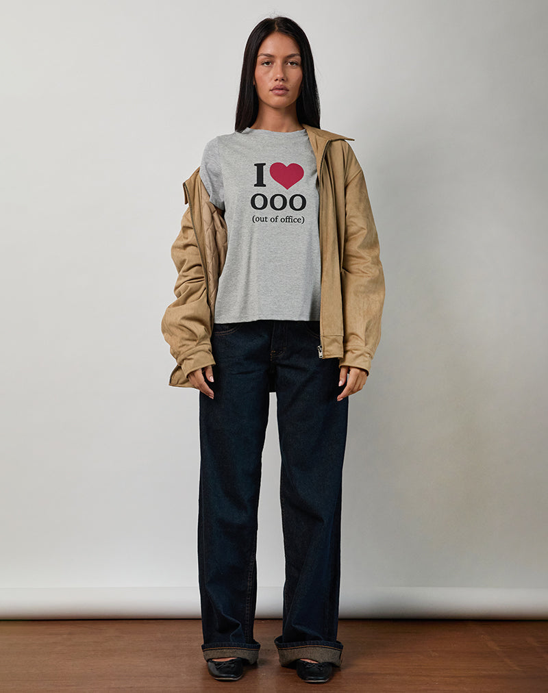 Camiseta Saki de marga gris con gráfico I Love OOO