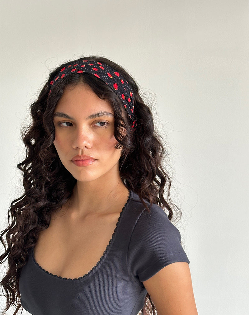 Diadema Sala en Polka Fresa Negro