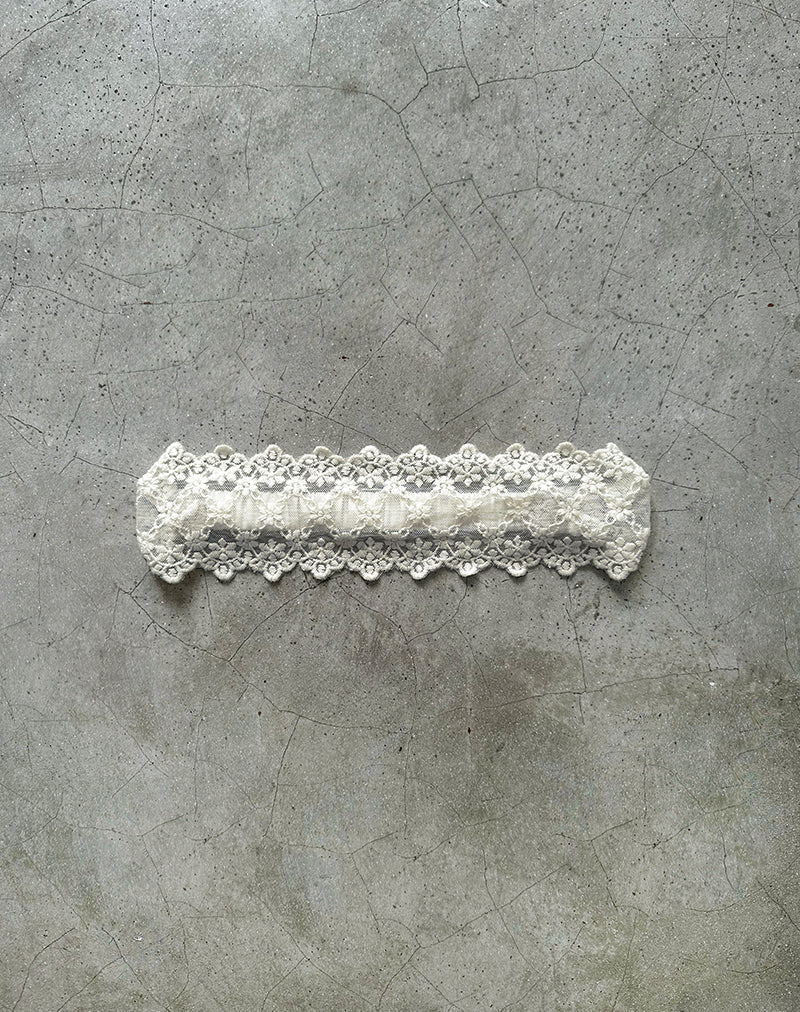 Diadema Sala en blanco con encaje festoneado