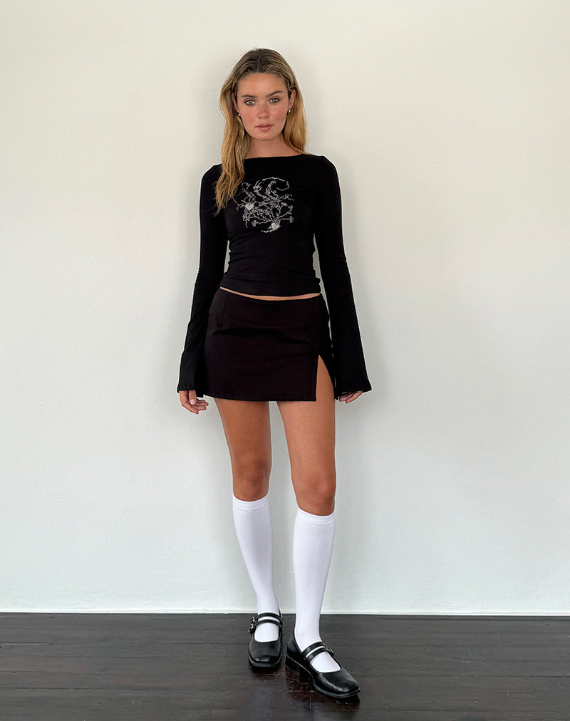 Imagen de Salaka Camiseta de manga larga en negro Script Heart Graphic