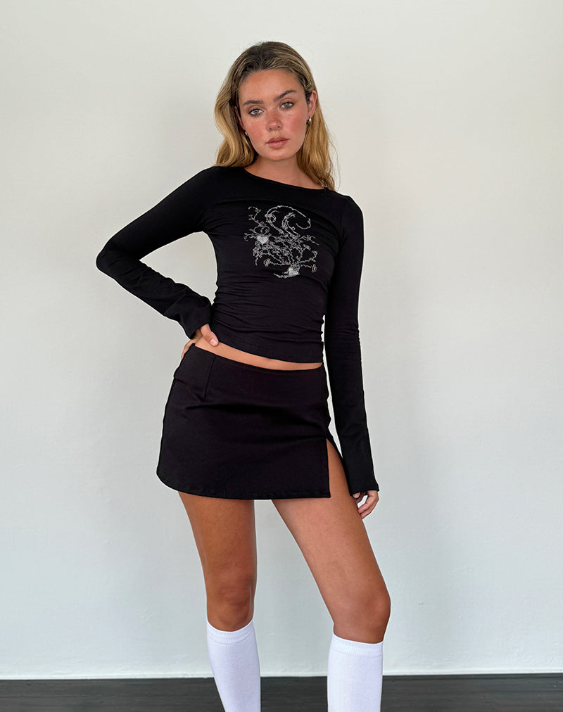Imagen de Salaka Camiseta de manga larga en negro Script Heart Graphic