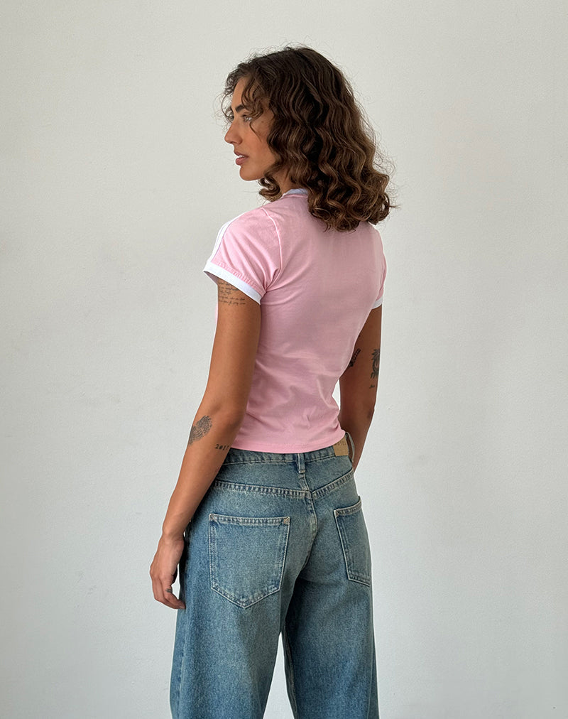 Imagen de Salda Sporty Tee en rosa ballet con ribete blanco