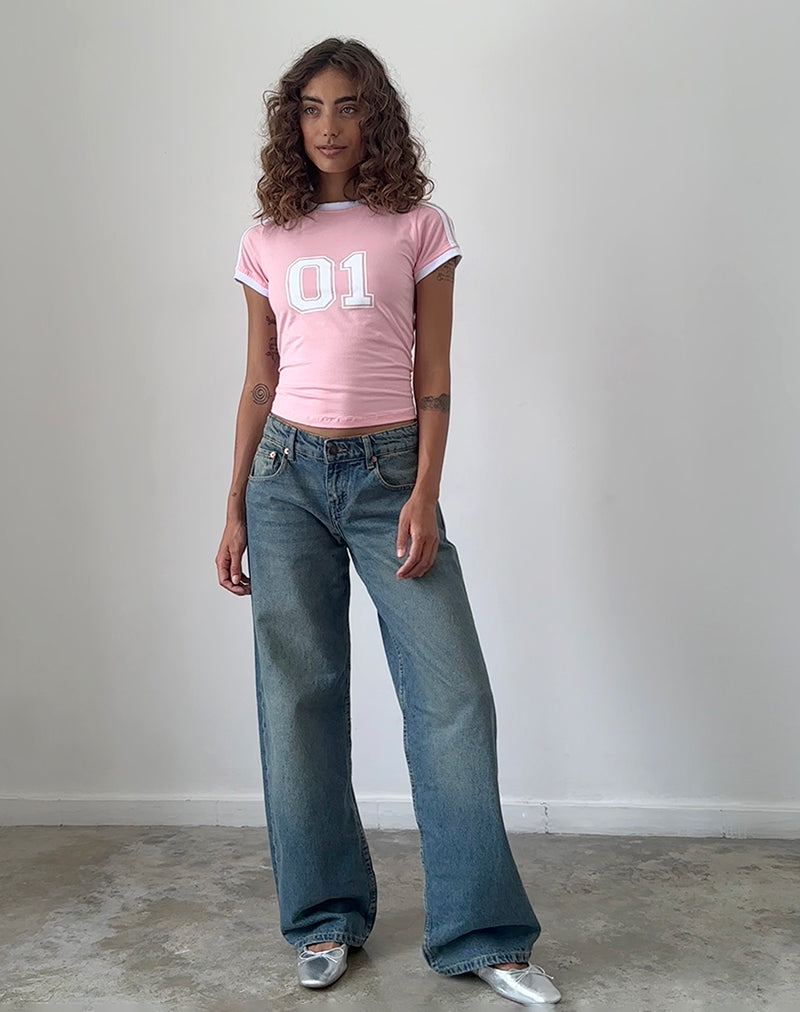 Imagen de Salda Sporty Tee en rosa ballet con ribete blanco