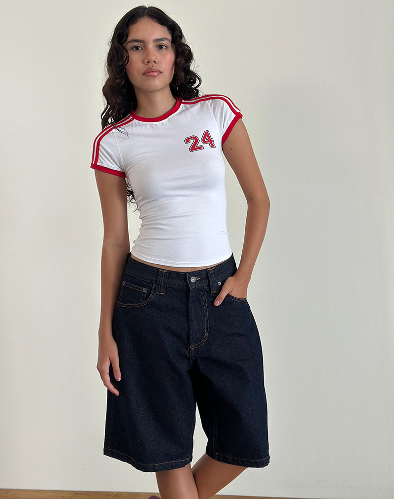 Imagen de Salda Tee in White with Tango Red Binding